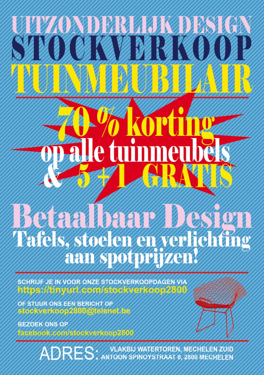 Design tuinmeubels Stockverkoop in Mechelen