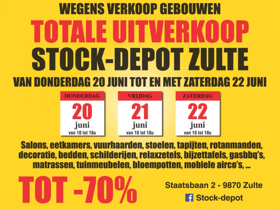 Totale uitverkoop StockDepot Zulte Stockverkoop in Zulte
