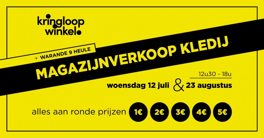 Magazijnverkoop kledij bij De Kringloopwinkel