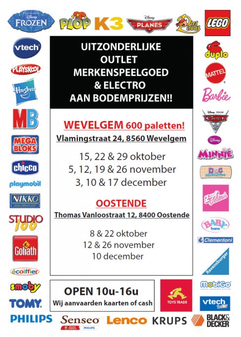 Outlet merkenspeelgoed en electro (Oostende)