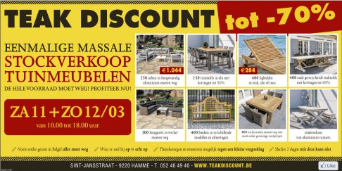 Tuinmeubel leegverkoop rechtstreeks van fabrikant Teak Discount