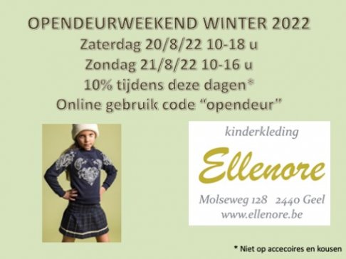 Opendeurweekend en stockverkoop Ellenore.be