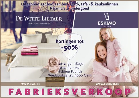 Pop-up fabrieksverkoop De Witte Lietaer en Eskimo in de Eskimofabriek