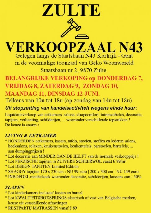 verkoopzaal N43 - liquidatieverkoop