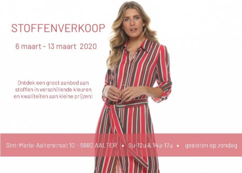 Stoffenverkoop: van vrijdag 6 maart tot en met vrijdag 13 maart 2020