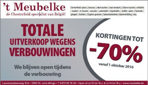 TOTALE UITVERKOOP WEGENS VERBOUWING