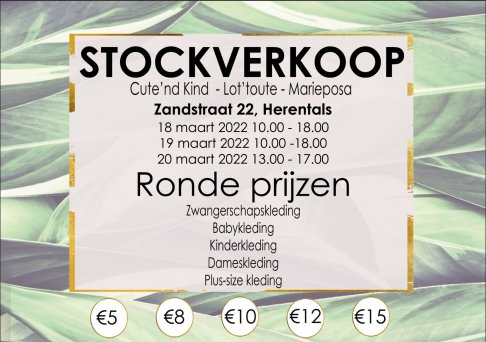 Stockverkoop Cute'nd Kind, Lot'toute, Marieposa