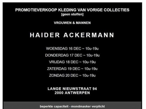 Haider Ackermann promotieverkoop