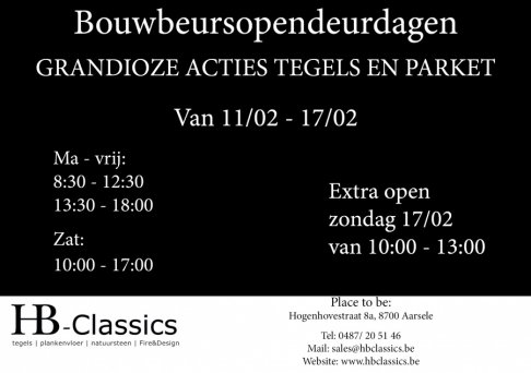 Bouwbeurs Opendeurdagen - acties op tegels & parket