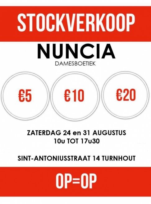 Stockverkoop damesboetiek Nuncia