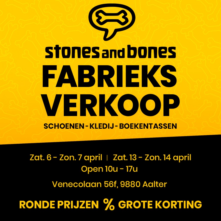 STONES and BONES stockverkoop schoenen-kledij-boekentassen