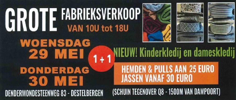 Necotex fabrieksverkoop dames, heren en kinderkleding