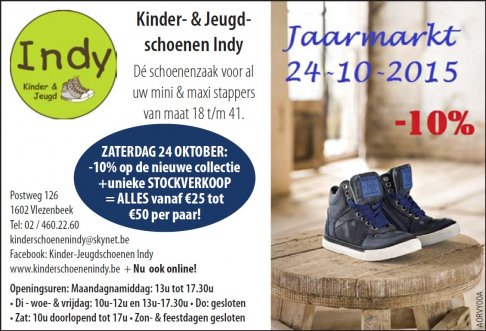 Unieke stockverkoop bij  Kinder & jeugdschoenen Indy