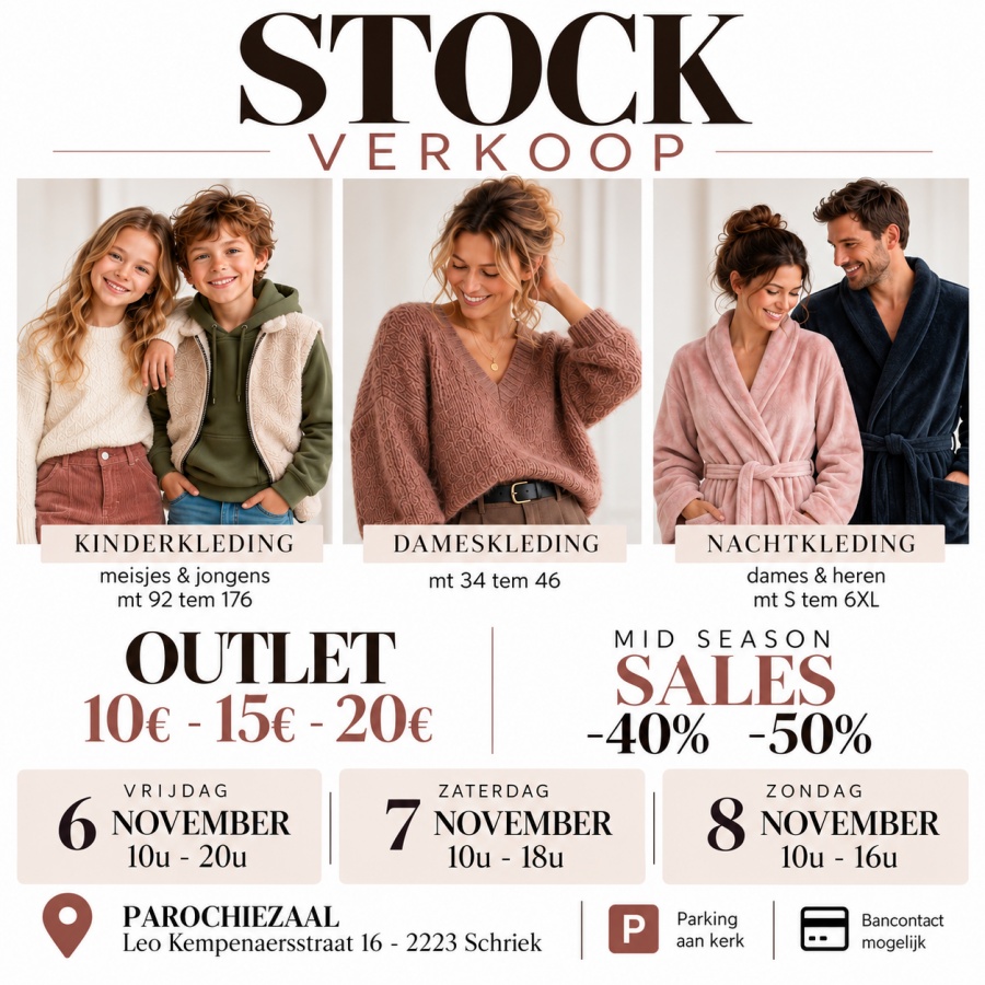 Stockverkoop Bell'Ami dames- & kinderkleding, nachtkleding