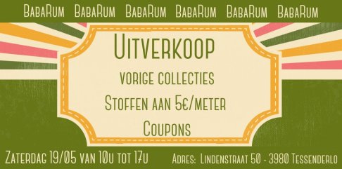 Stockverkoop bij BabaRum (stoffen / coupons)