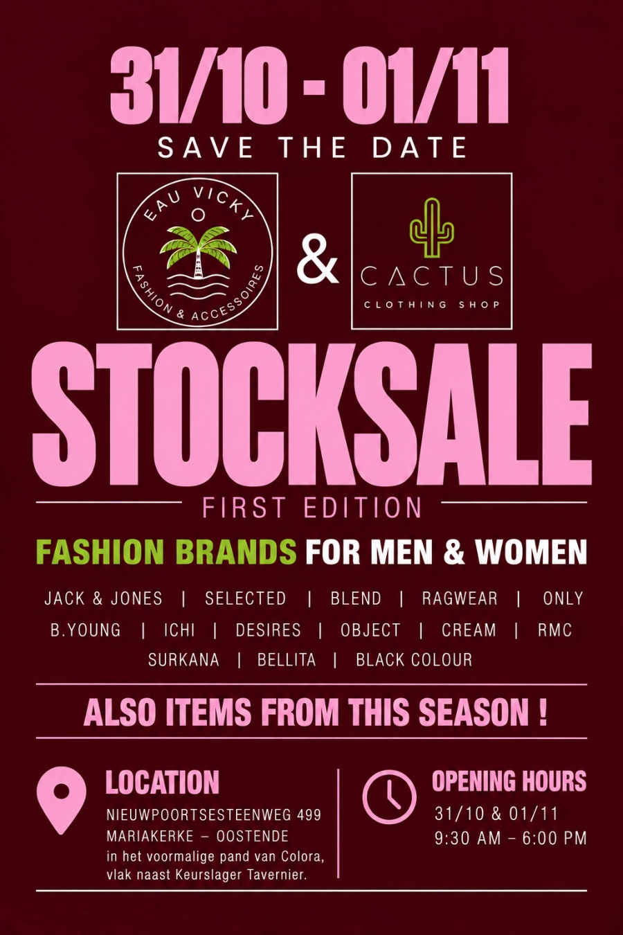 Stockverkoop 2 winkels : CACTUS clothing Shop & Eau Vicky