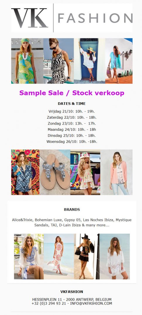 Ladies don't forget: Sample Sale - Stockverkoop VK Fashion