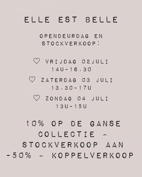 Stockverkoop  / Opendeurdag Elle est Belle