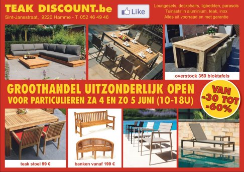 TUINMEUBEL LEEGVERKOOP MET KORTINGEN TOT -70% enkel toegankelijk op 4 & 5 Juni ! !  