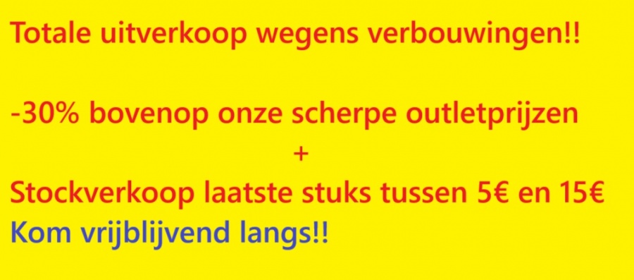 Totale uitverkoop Pierrot Outletstore wegens verbouwingen