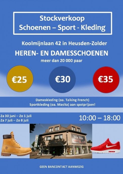 Stockverkoop schoenen, sport, kleding