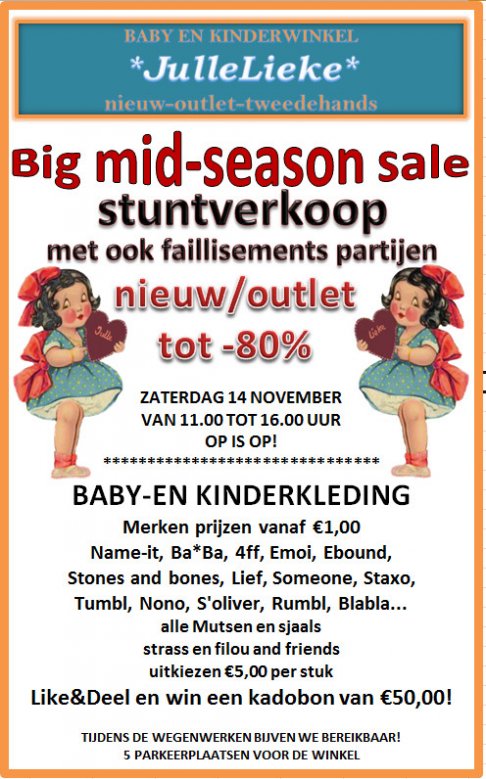 Stuntverkoop kinderkleding 0-12 jaar nieuw/outlet