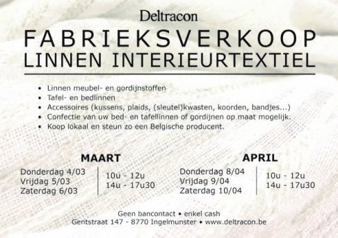 Fabrieksverkoop Linnen Interieurtextiel (Maart 2021)