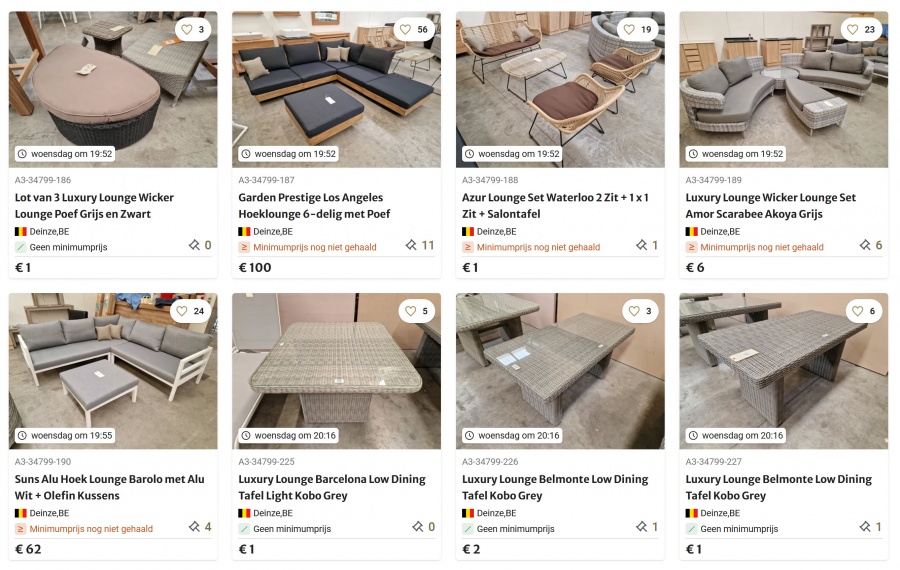 Unieke online veilingverkoop van PREMIUM TUINMEUBELEN vanaf 1 euro via Vavato.com - Alles mag weg! - 2