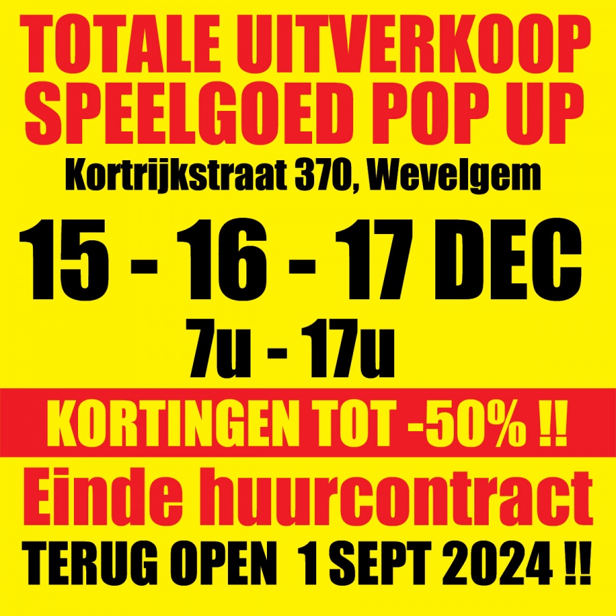 Speelgoed Pop Up UITVERKOOP