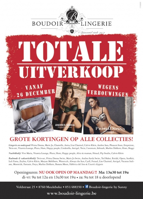 Totale uitverkoop Boudoir Lingerie 