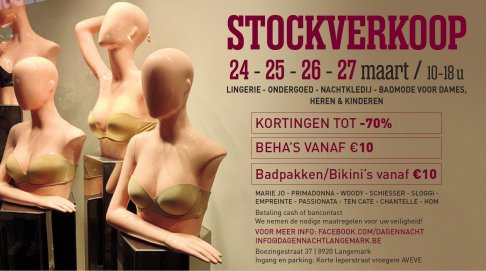 Stocksale  van lingerie, badmode en nachtkledij