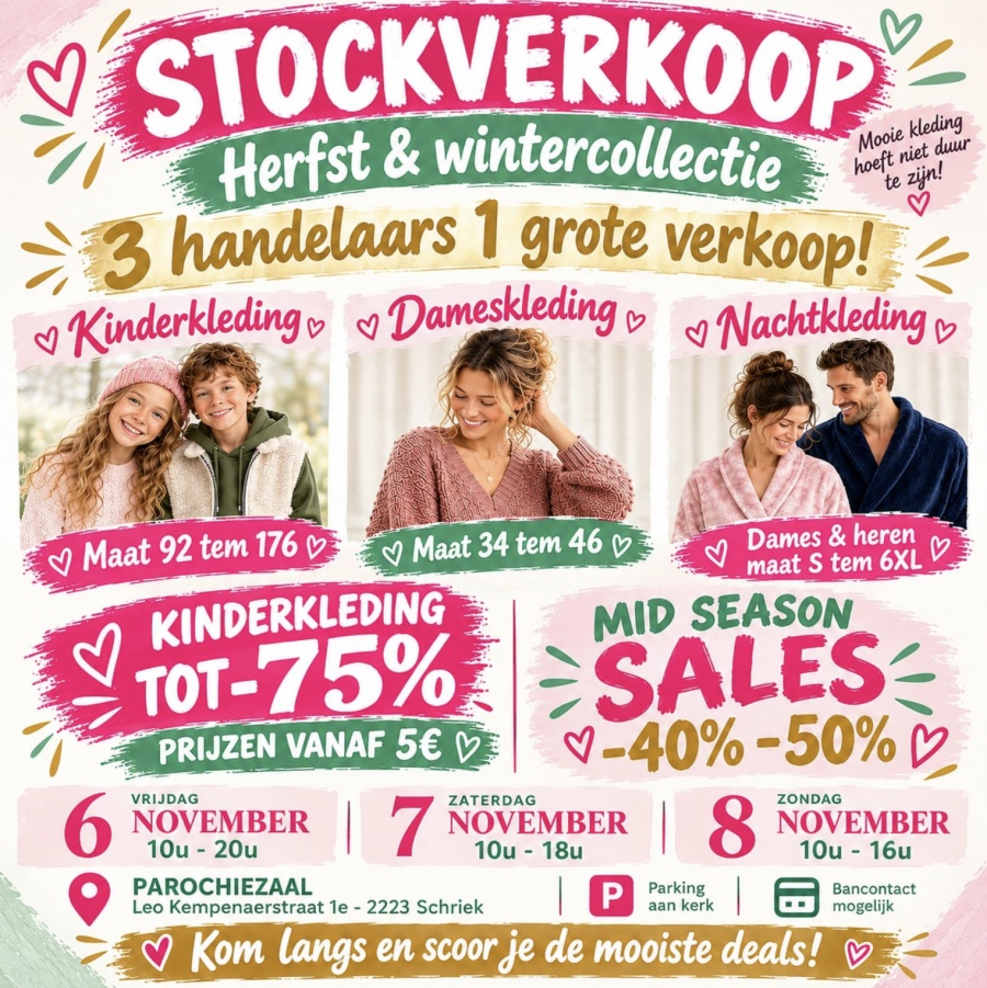 Stockverkoop Herfst-en wintercollecties kinder-, dames- en nachtkledij
