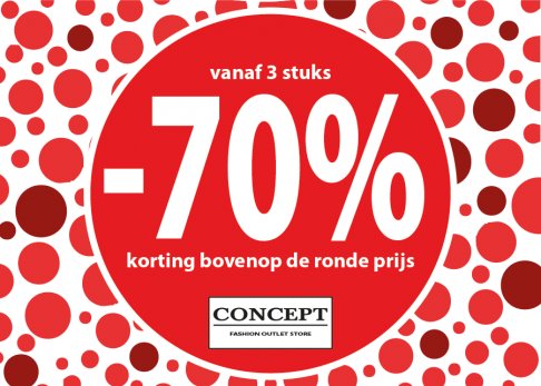 Ontvang 70% extra korting vanaf 3 stuks bovenop de ronde prijs - Concept Fashion Hofstade