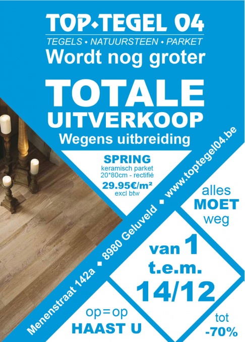 Totale uitverkoop in tegels & natuursteen.