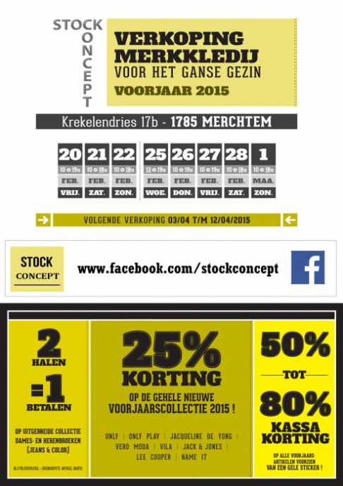 Stockverkoop februari 2015 Merchtem: Verkoping merkkledij voor het ganse gezin