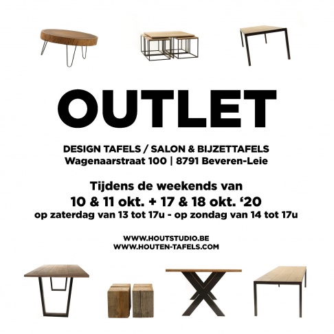 UNIEKE OUTLET houten eettafels / bijzet- en salontafels!