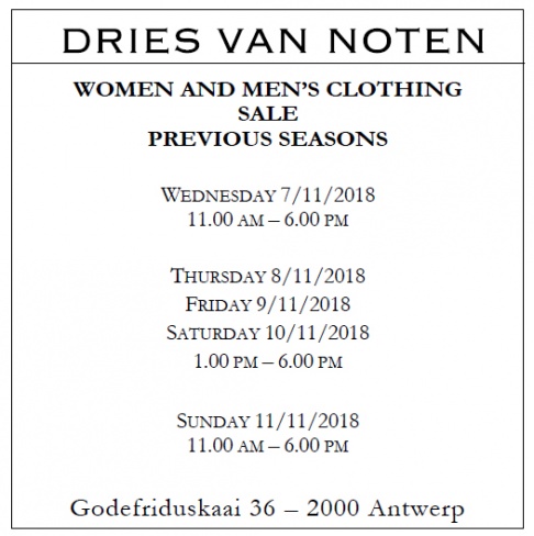 Dries Van Noten kledingverkoop