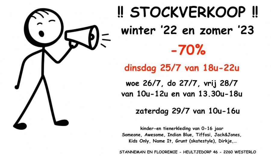 Stanneman en Flooremie stockverkoop