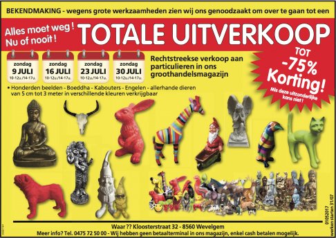 Totale uitverkoop (wegens werkzaamheden)