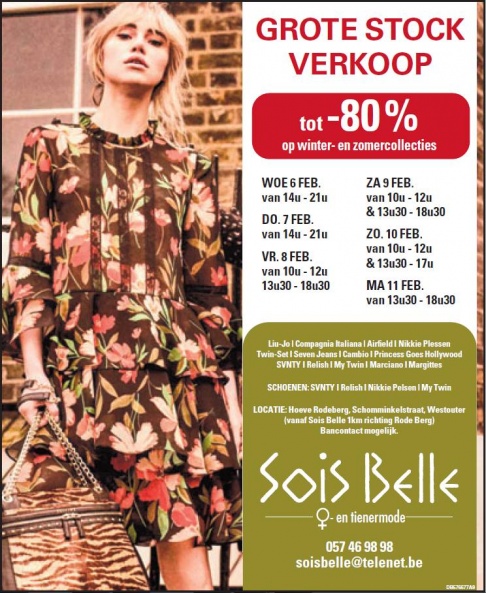 Stockverkoop SOIS BELLE tot - 80%