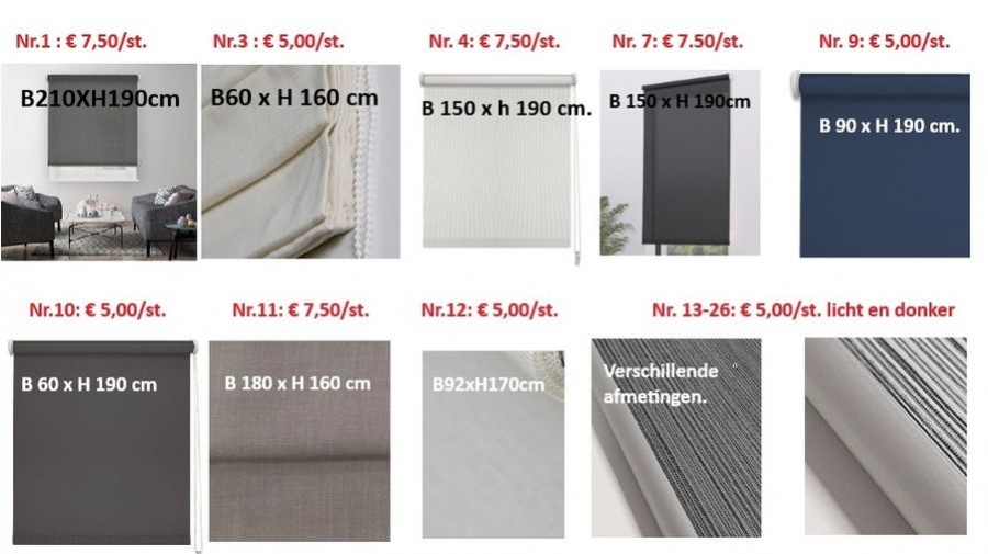 Rolgordijnen stockverkoop