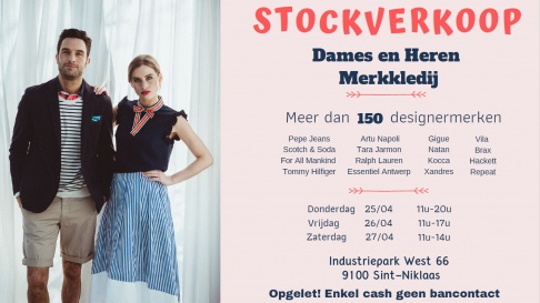 Stockverkoop merkkledij voor dames en heren