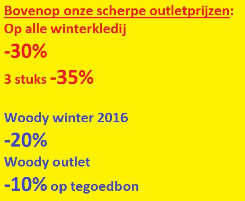 -35% extra bovenop onze scherpe outletprijzen!!