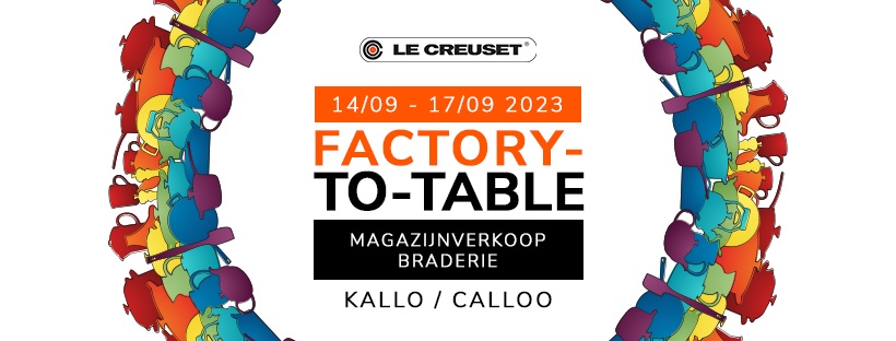 Le Creuset Factory To Table magazijnverkoop