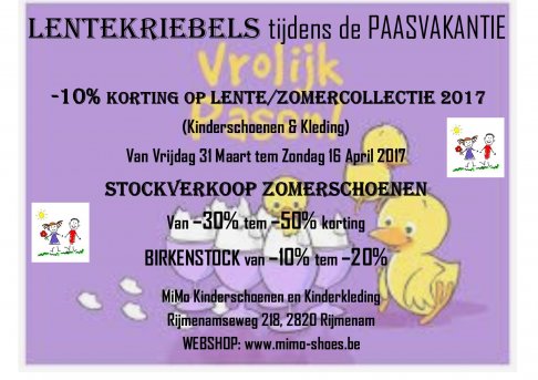 -10% KORTING tijdens de PAASVAKANTIE op Kinderschoenen & Kinderkleding