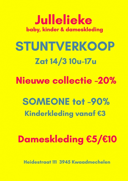 GEANNULEERD -- Stuntverkoop baby-, kinder- en dameskleding