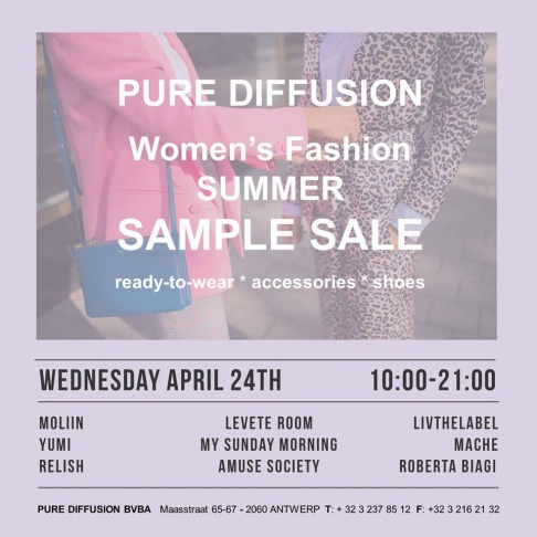 Stock Sale * Sample Sale * Damesmerkkledij * Pure Diffusion * Antwerpen * 24/04/2019