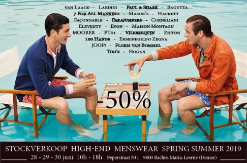 Stockverkoop  High-end  Menswear  Spring Summer 2019  - 50 %