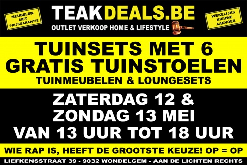 MEI OUTLET - TUINSETS MET 6 GRATIS STOELEN - TUINMEUBELEN & LOUNGESETS: Tuintafels, Tuinstoelen, Ligbedden, Kussenboxen, Parasols, Parasolhoezen, Wicker Loungesets, Aluminium Loungesets, Tuinmeubelhoezen,...