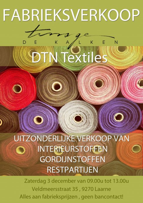 Stockverkoop gordijn -en interieurstoffen Tissage de Kalken/DTN Textiles